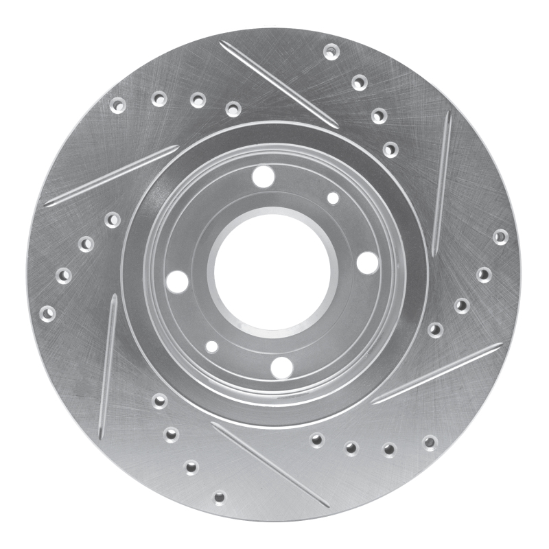 Volvo S40 Brake Rotor (1) - Front Left - R1 Concepts - Drilled & Slotted - Silver - `00-`04